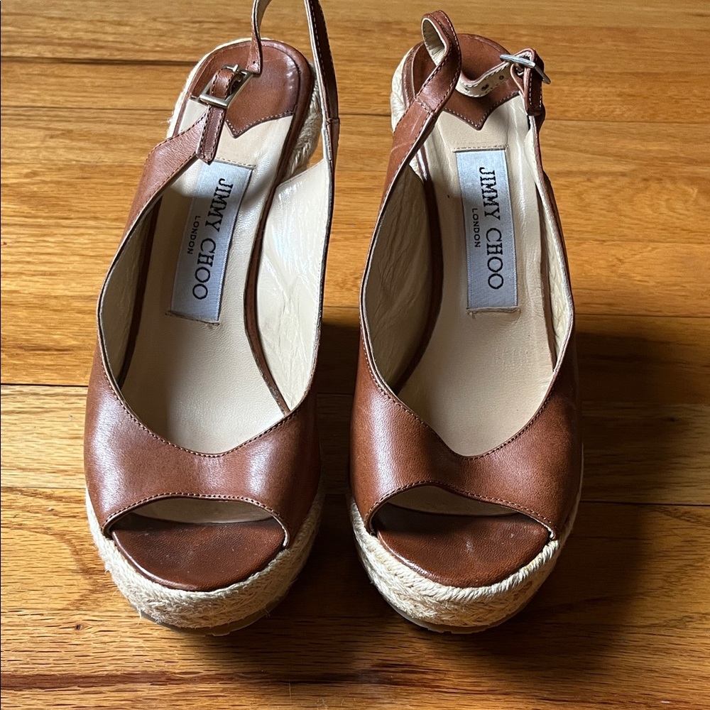 Jimmy Choo Brown Leather Wedges